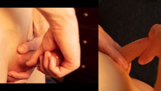 Behind the scenes of a documentary: Standing stretch demo and orgasm