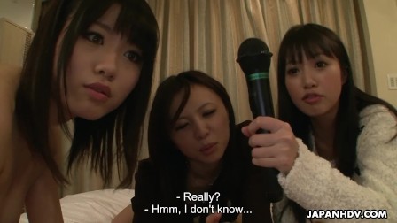 Japanese reporter, Asakura Kotomi and her friends suck cock, uncensored
