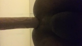 Black bottom rides dildo for practice