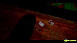 Jerking my big uncut cock in the cabin in the woods Cumshot - Camilo Brown