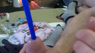 My boy practicing sounding on me