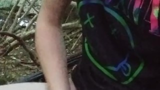 Jerking off in the woods