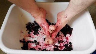 fun with frozen blackberries and dildo