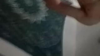 Spray cum on mirror