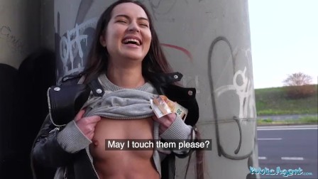 Public Agent Monica Brown has her tight Russian pussy fucked outdoors