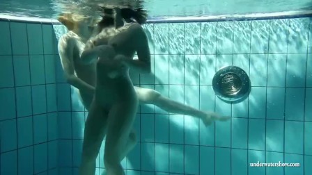 Zuzana and Lucie with big tits horny in the pool