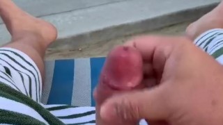Jerking Off at the CCBC Resort - Early Morning Cumshot