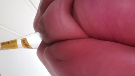 BBWFISTSLUT extreme anal bottle insertion