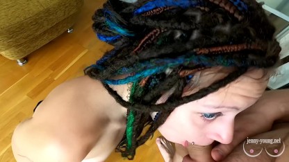 Deep blowjob with cum on the face and dreads for fan #2.jenny-.net