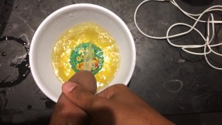 Uncut teen pisses into breakfast bowl