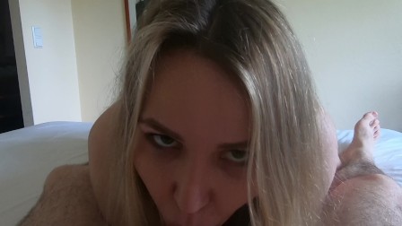 Blonde amateur blowjob and Cum in Mouth