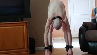 Slave's morning workout for Master's pleasure and amusement