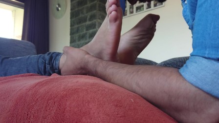 Licking and worshiping my friend's feet and toes