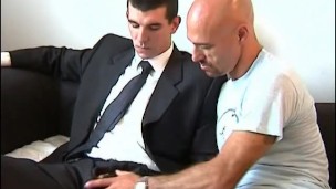 Straight salesman gets serviced his big cock in spite of him !