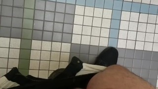 Daddy shooting load in public restroom