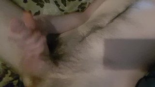 Jerking off with Netflix and dildo on the couch