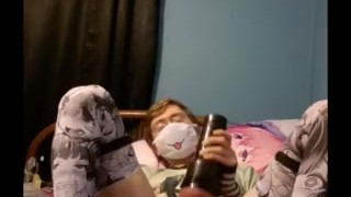 Solo Femboy plays with Fleshlight while playing with his Ass