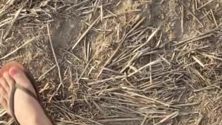 Country Girl Pees In Field During 4 Wheeler Ride