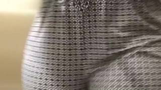 Sexy ebony bathroom stall undressing