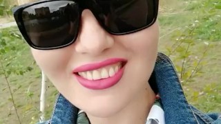 Risky tit flashes in a public park, a sweet voiced blondie