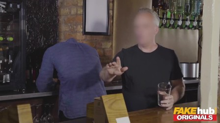 Fake Pub Hotwife PAWG MILF shared with BBC in mature threesome creampie