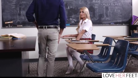 LoveHerFeet - Cute Blonde teen Schoolgirl Has a Lesson In Foot Sex