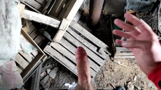 risky jerk off at the grandfather's barn