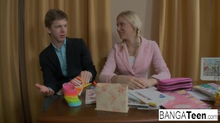 Horny blonde teen is in the mood for some anal love