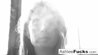Sexy Ashlee Graham smokes while showing off her natural tits