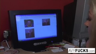 Busty Avy takes on a big cock