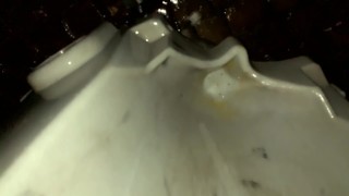 Teen pisses at unusual outdoor urinal