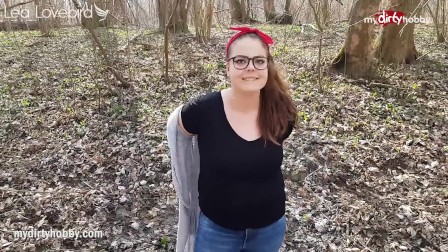 MyDirtyHobby - Big ass curvy teen gets an outdoor creampie in the woods
