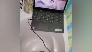 Musturbating while watching 2 lesbians on my laptop fucking each other.