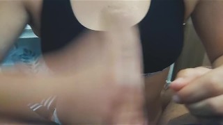 POV Handjob and sport bra fuck. shhhhh I want your cumshot at parents home