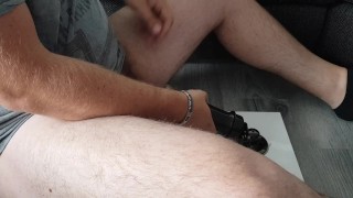 Big dick vocal guy fucks fleshlight sitting with cumshot