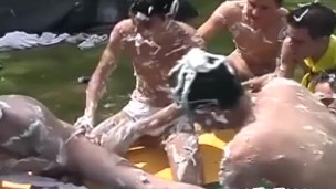 Twink gays sucking and fucking in outdoor hardcore orgy