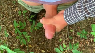 Twink jerks faster and slower , faster and slower ... then cums outdoor