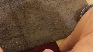 Fat guy cums before bed 