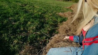 A sunny day & a gorgeous milf sunbathing in the field feeling sexy! 