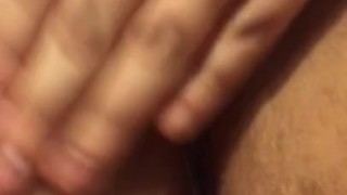 Playing with my tight wet hairy pussy