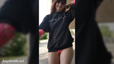 Ass flashing in public by Jeny Smith. Bubble butt