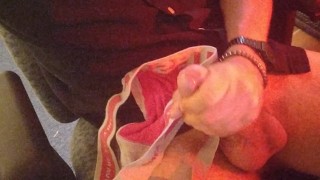 Jacking off and cumming into pink Diesel jock strap