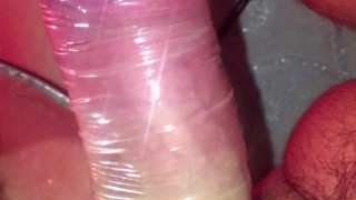 Condom Self-Blowjob with Cum Play / TRY NOT TO CUM!