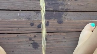 Girl Distance Morning Pee On Steps In Public 