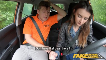 Fake Driving School Cute teen brunette pussy stretched