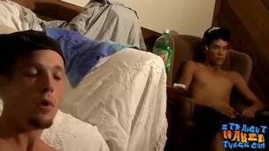 Adorable thugs chill naked in room and pull on their boners