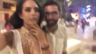 Katrina Moreno Shows huge tits in public in Ibiza 