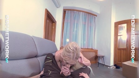 Sultry POV cock sucking shows VR blondie Kitana Lure go deep throat on you