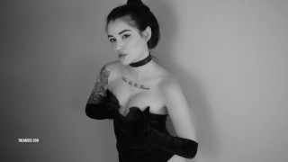 Velvet Crush Teaser (hot brunette model gives you a sexy tease in b&w)