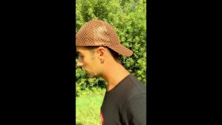 Boy walks with cum mess on face but he need to hide because someone comes